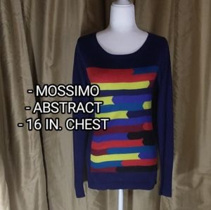 Mossimo Blue Abstract Crewneck Sweater. Size Medium.
